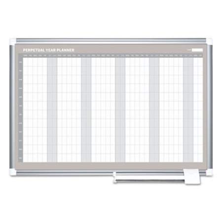 MasterVision Perpetual Year Planner, 48x36, White/Silver, (GA0594830)