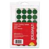 Universal Self-Adhesive Removable Color-Coding Labels, 0.75" dia., Green, 28/Sheet, 36 Sheets/Pack (40115)