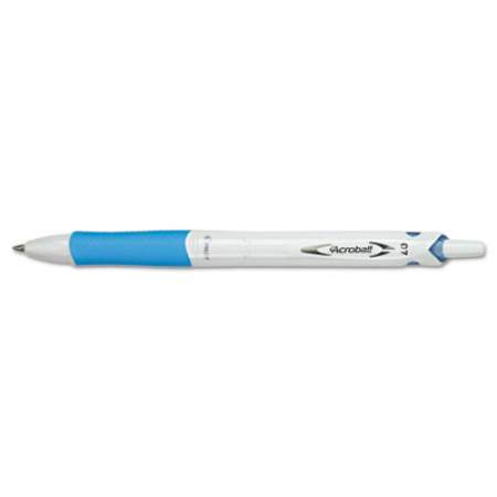 Pilot Acroball PureWhite Advanced Ink Ballpoint Pen, Retractable, Fine 0.7 mm, Black Ink, White/Blue Barrel (31850)