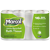 100% Recycled Two-Ply Bath Tissue, Septic Safe, White, 168 Sheets/Roll, 96 Rolls/Carton (16466)