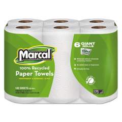 Marcal 100% Premium Recycled Kitchen Roll Towels, 2-Ply, 5 1/2 x 11, 140/Roll, 6 Rolls/Pack (6181PK)