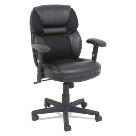 OIF Leather/Mesh Mid-Back Chair, Supports Up to 250 lb, 18.39" to 22.05" Seat Height, Black (FL4213)