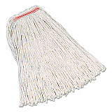 Non-Launderable Premium Cut-End Cotton Mop, White, 32 oz, 1" Orange Headband, 12/Carton (F119WHI)