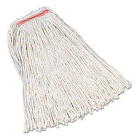 Non-Launderable Premium Cut-End Cotton Mop, White, 32 oz, 1" Orange Headband, 12/Carton (F119WHI)