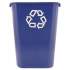 Rubbermaid Commercial Large Deskside Recycle Container with Symbol, Rectangular, Plastic, 41.25 qt, Blue (295773BE)
