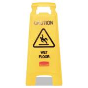 Rubbermaid Commercial Caution Wet Floor Sign, 11 x 12 x 25, Bright Yellow, 6/Carton (611277YWCT)