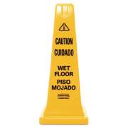 Rubbermaid Commercial Multilingual Wet Floor Safety Cone, 10.55 x 10.5 x 25.63, Yellow (627777)