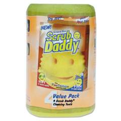 Scrub Daddy Scratch-Free Scrubbing Sponge, 4 1/8" Diameter, Yellow, Polymer Foam, 45/Carton (SD4PICT)