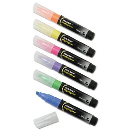 AbilityOne 7520013837943 SKILCRAFT Large Fluorescent Highlighter, Assorted Ink Colors, Chisel Tip, Assorted Barrel Colors, 6/Set