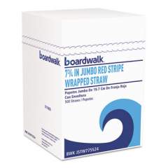 Boardwalk Wrapped Jumbo Straws, 7 3/4", Plastic, Red w/White Stripe, 400/Pack (JSTW775S24PK)