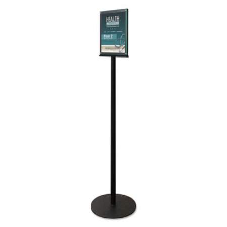 deflecto Double-Sided Magnetic Sign Display, 8 1/2 x 11 Insert, 56" Tall, Clear/Black (692056)