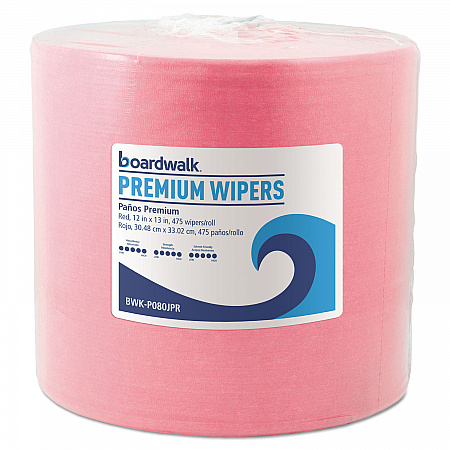 Hydrospun Wipers, 12 x 12, Red, 475/Roll (P080JPR)