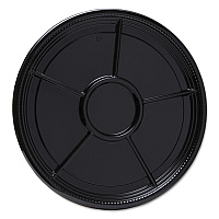 Caterline Casuals Thermoformed Platters, 6 Compartments, 16" Diameter, Black, Plastic, 25/Carton (A526BL)