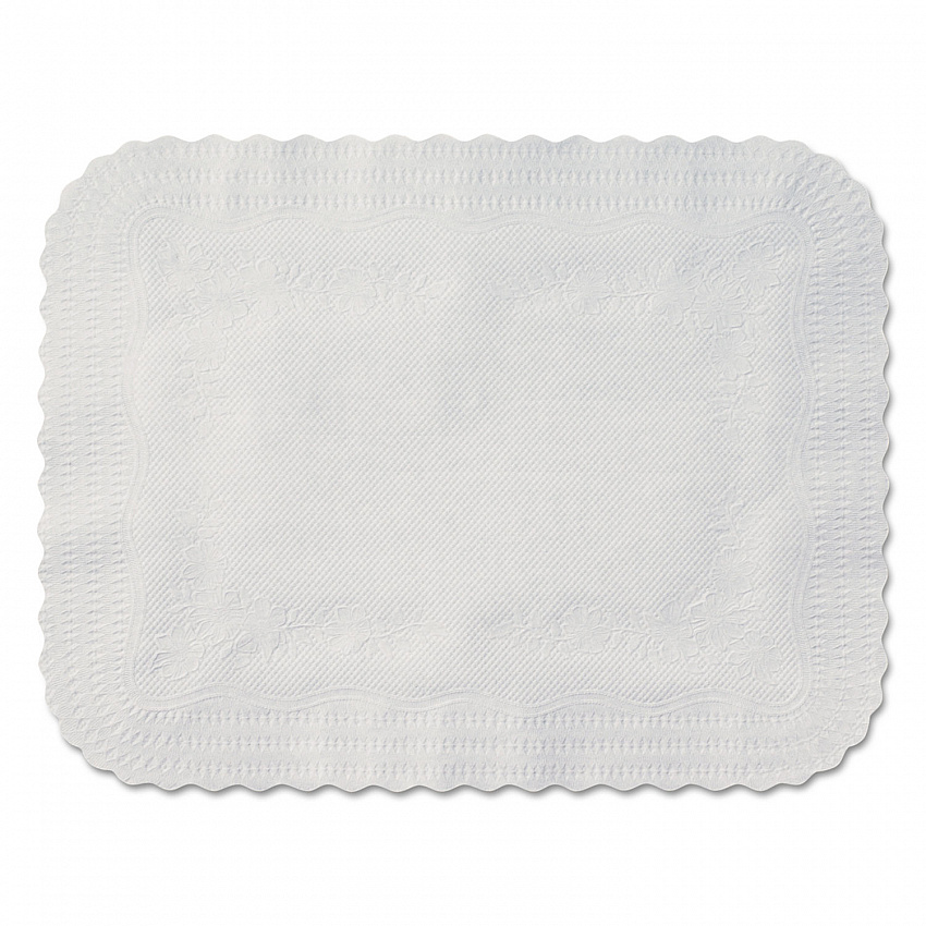 Scalloped Edge Traymat, Smooth Surface, 19.13" x 14", White, 1,000/Carton (410202)