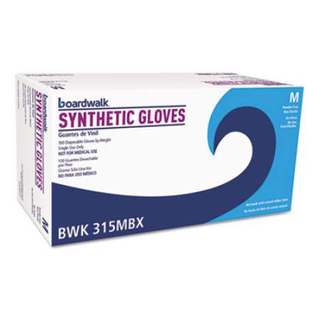 Boardwalk Powder-Free Synthetic Vinyl Gloves, Medium, Beige, 4 mil, 100/Box (315MBX)