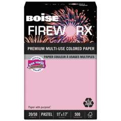 Boise FIREWORX Premium Multi-Use Colored Paper, 20lb, 11 x 17, Powder Pink, 500/Ream (MP2207PK)