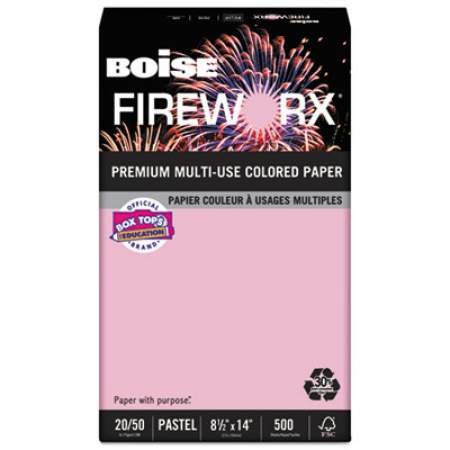 Boise FIREWORX Premium Multi-Use Colored Paper, 20lb, 8.5 x 14, Powder Pink, 500/Ream (MP2204PK)