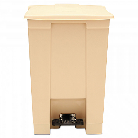 Indoor Utility Step-On Waste Container, 12 gal, Plastic, Beige (6144BEI)
