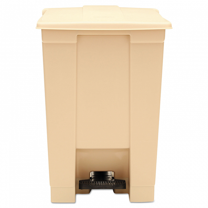 Indoor Utility Step-On Waste Container, 12 gal, Plastic, Beige (6144BEI)