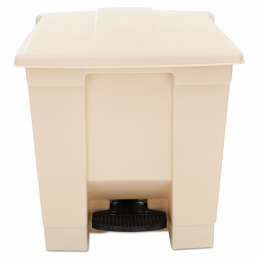 Indoor Utility Step-On Waste Container, 8 gal, Plastic, Beige (6143BEI)