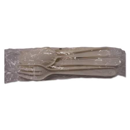 GEN Heavyweight Cutlery, Fork/Knife/Teaspoon/Salt/Pepper/Napkin, Polypropylene Plastic, White, 250/Carton (WHY6KIT250)