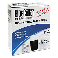 Drawstring Trash Bags, Drawstring, 13 gal, 24" x 28", White, 80 Bags/Box, 6 Boxes/Carton (N4828EWRC1CT)