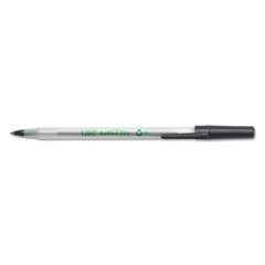 BIC Ecolutions Round Stic Ballpoint Pen Value Pack, Stick, Medium 1 mm, Black Ink, Clear Barrel, 50/Pack (GSME509BK)