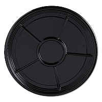 Caterline Casuals Thermoformed Platters, 6 Compartments, 12" Diameter, Black, Plastic, 25/Carton (A522BL)