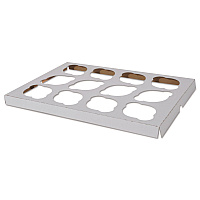 Cupcake Holder Inserts, 12-Cupcake Holder, 9.88 x 13.88 x 0.88, White/Brown, Paper, 200/Carton (10016)