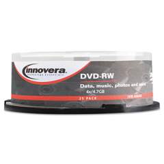 Innovera DVD-RW Rewriteable Disc, 4.7 GB, 4x, Spindle, Silver, 25/Pack (46848)