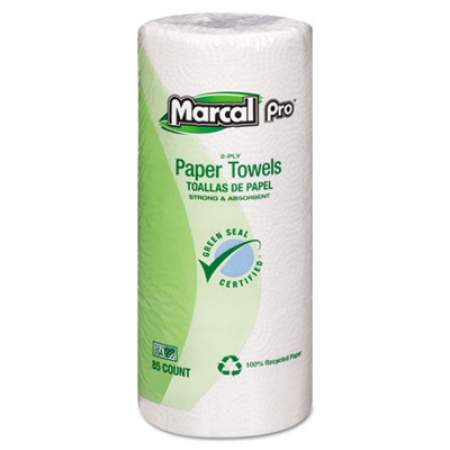 Marcal Perforated Kitchen Towels, White, 2-Ply, 9"x11", 85 Sheets/Roll, 30 Rolls/Carton (06350)