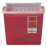 Medline Sharps Container for Patient Room, Plastic, 5 qt, Rectangular, Red (MDS705153H)