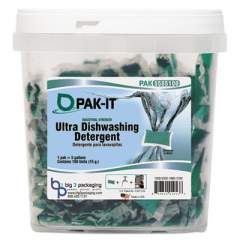PAK-IT Ultra Dish Detergent, Lemon Scent, 100 Paks/Tub, 4 Tubs/Carton (5505203100CT)