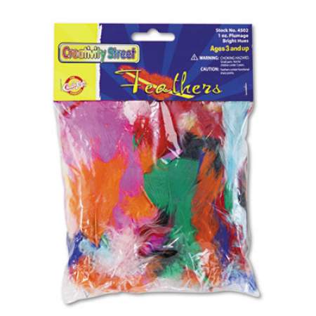 Creativity Street Chenille Kraft Bright Hues Feather Assortment, Natural Turkey Plumage, 1 oz, Approximately 325/Pack (4502)