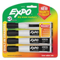 EXPO Magnetic Dry Erase Marker, Broad Chisel Tip, Black, 4/Pack (1944729)