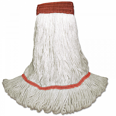 Saddleback Loop-End Wet Mop Heads, Rayon, Large, White, 12/Carton (SP200L18DZ)