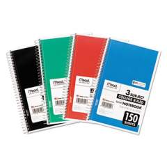 Mead Spiral Notebook, 3 Subject, Medium/College Rule, Randomly Assorted Covers, 9.5 x 5.5, 150 Sheets (06900)
