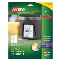 Avery Self-Laminating ID Labels, Inkjet/Laser Printers, 3.5 x 4.5, White, 2/Sheet, 25 Sheets/Pack (00755)