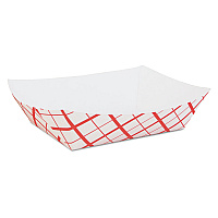 Paper Food Baskets, 5 lb Capacity, 8.48 x 5.86 x 2.09, Red/White, Paper, 500/Carton (0429)