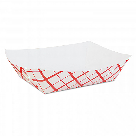 Paper Food Baskets, 5 lb Capacity, 8.48 x 5.86 x 2.09, Red/White, Paper, 500/Carton (0429)
