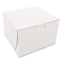 White One-Piece Non-Window Bakery Boxes, 6 x 6 x 4, White, Paper, 250/Bundle (0909)