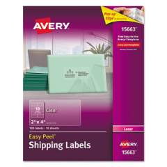 Avery Matte Clear Easy Peel Mailing Labels w/ Sure Feed Technology, Laser Printers, 2 x 4, Clear, 10/Sheet, 10 Sheets/Pack (15663)