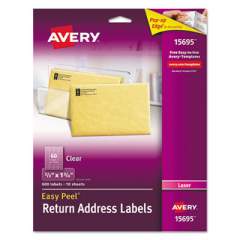 Avery Matte Clear Easy Peel Mailing Labels w/ Sure Feed Technology, Laser Printers, 0.66 x 1.75, Clear, 60/Sheet, 10 Sheets/Pack (15695)