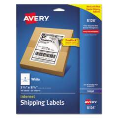 Avery Shipping Labels w/ TrueBlock Technology, Inkjet Printers, 5.5 x 8.5, White, 2/Sheet, 25 Sheets/Pack (8126)