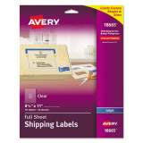 Avery Matte Clear Shipping Labels, Inkjet Printers, 8.5 x 11, Clear, 10/Pack (18665)