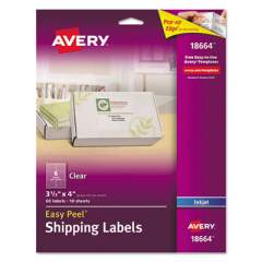 Avery Matte Clear Easy Peel Mailing Labels w/ Sure Feed Technology, Inkjet Printers, 3.33 x 4, Clear, 6/Sheet, 10 Sheets/Pack (18664)