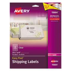 Avery Matte Clear Easy Peel Mailing Labels w/ Sure Feed Technology, Laser Printers, 3.33 x 4, Clear, 6/Sheet, 10 Sheets/Pack (15664)