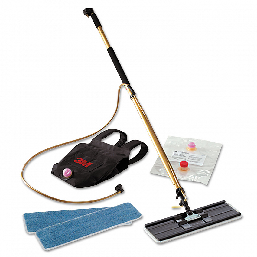 Easy Shine Applicator Kit, 18" White Microfiber Head, 43" to 63" Gold/Black Aluminum Handle (55433)