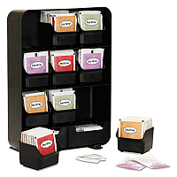 Baggy Nine-Drawer Tea Bag and Accessory Holder, 10.24 x 4.33 x 13.11, Black (TBORGBLK)