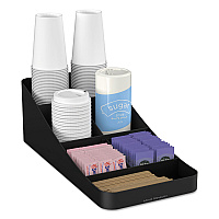 Trove Seven-Compartment Coffee Condiment Organizer, 7.75 x 16 x 5.25, Black (COMP7BLK)